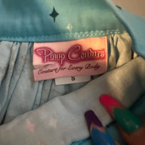 Pinup Couture, Pinup Girl Clothing Castles Blue Jenny Skirt - Picture 3 of 5